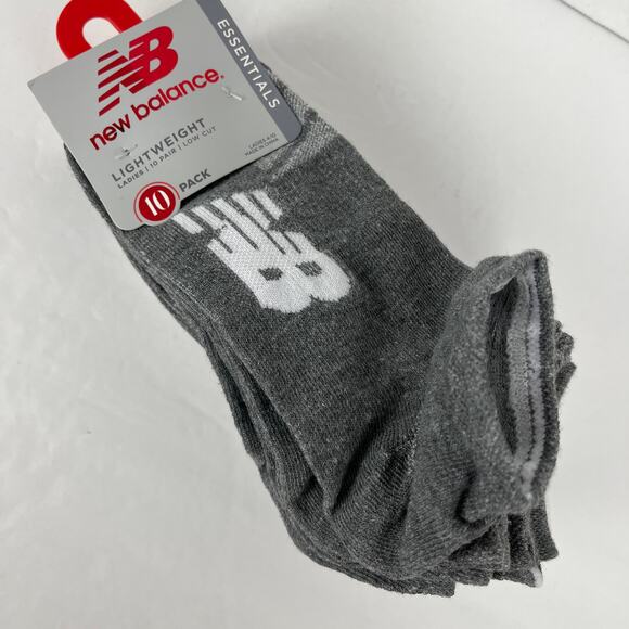 New Balance Womens Socks Low Cut Sz 4-10 Lightweight 10 Pr Gray White Stretch - Picture 2 of 7